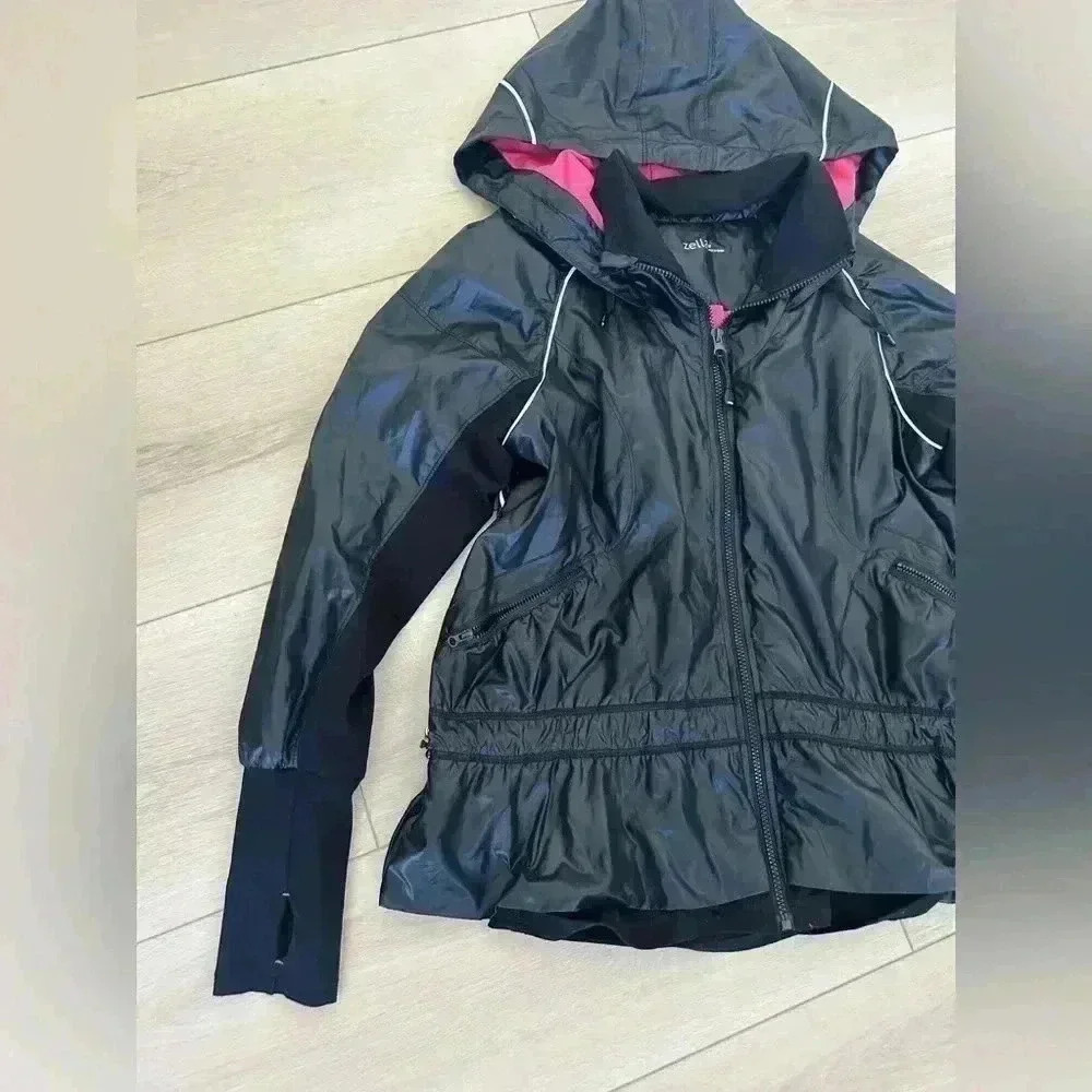 ZELLA Black pink Spring Showers Water Resistant Running Athletic Jacket Medium - Picture 2 of 7